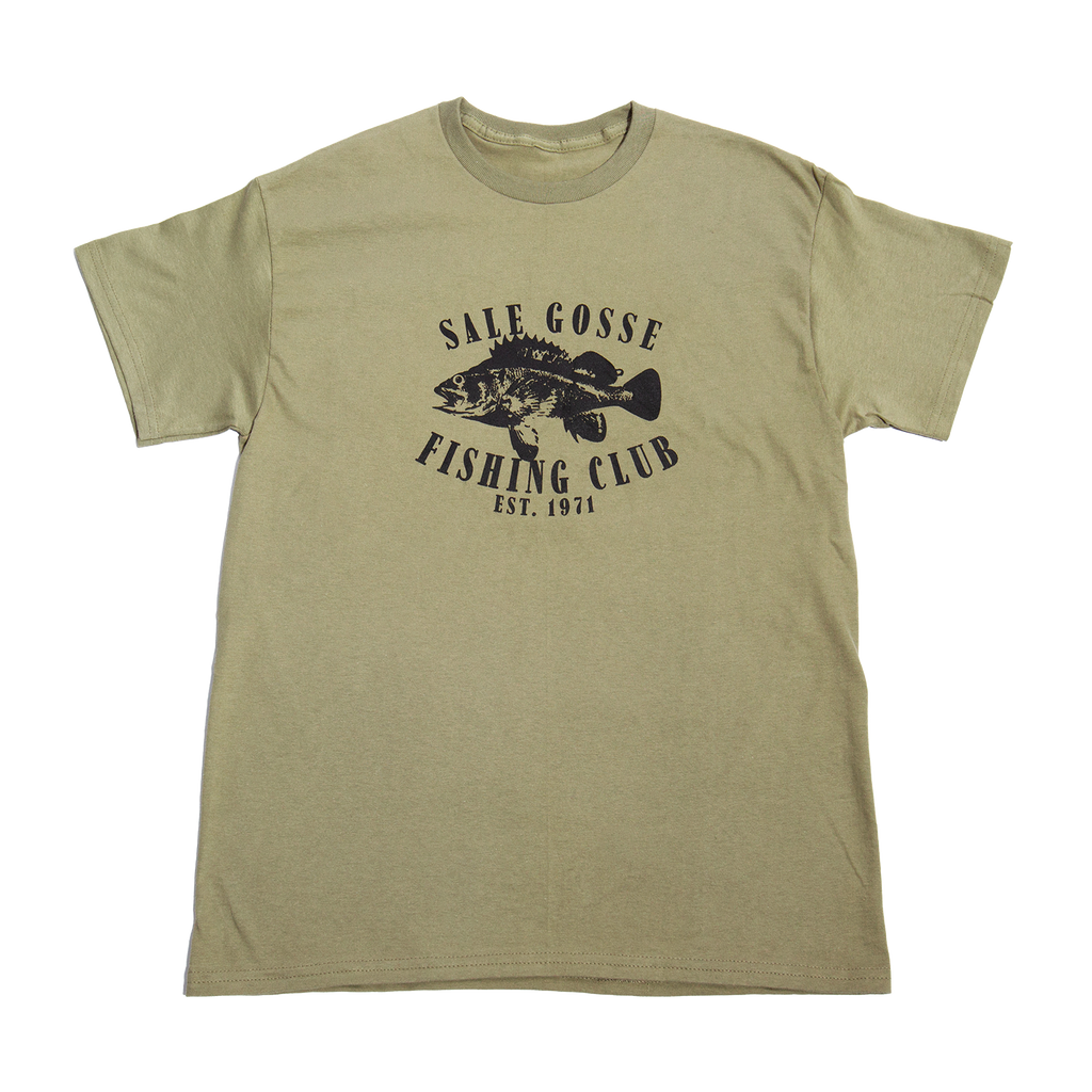 t-shirt Sale Gosse Fishing Club en coton bio, sérigraphié en France, au style pêche vintage, workwear et durable.
