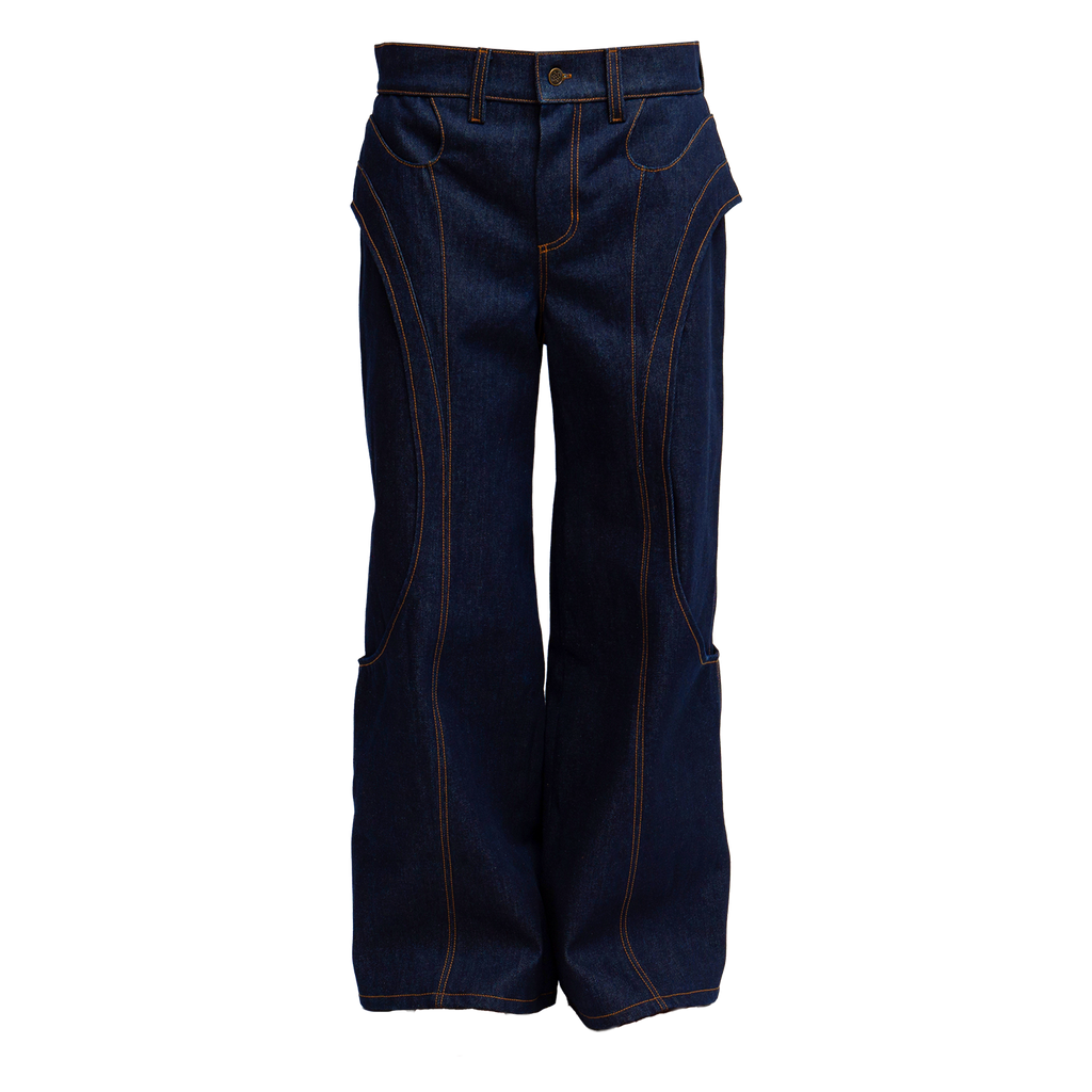 
t-shirt Double Pants Sale Gosse, pantalon workwear homme en denim italien, coupe droite tailoring urbain, fabriqué en France.
